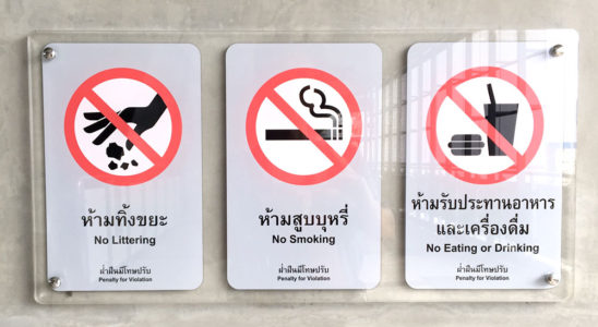 Bangkok trains "BTS" "MRT" "ARL" station premises, what are the prohibitions in the car?